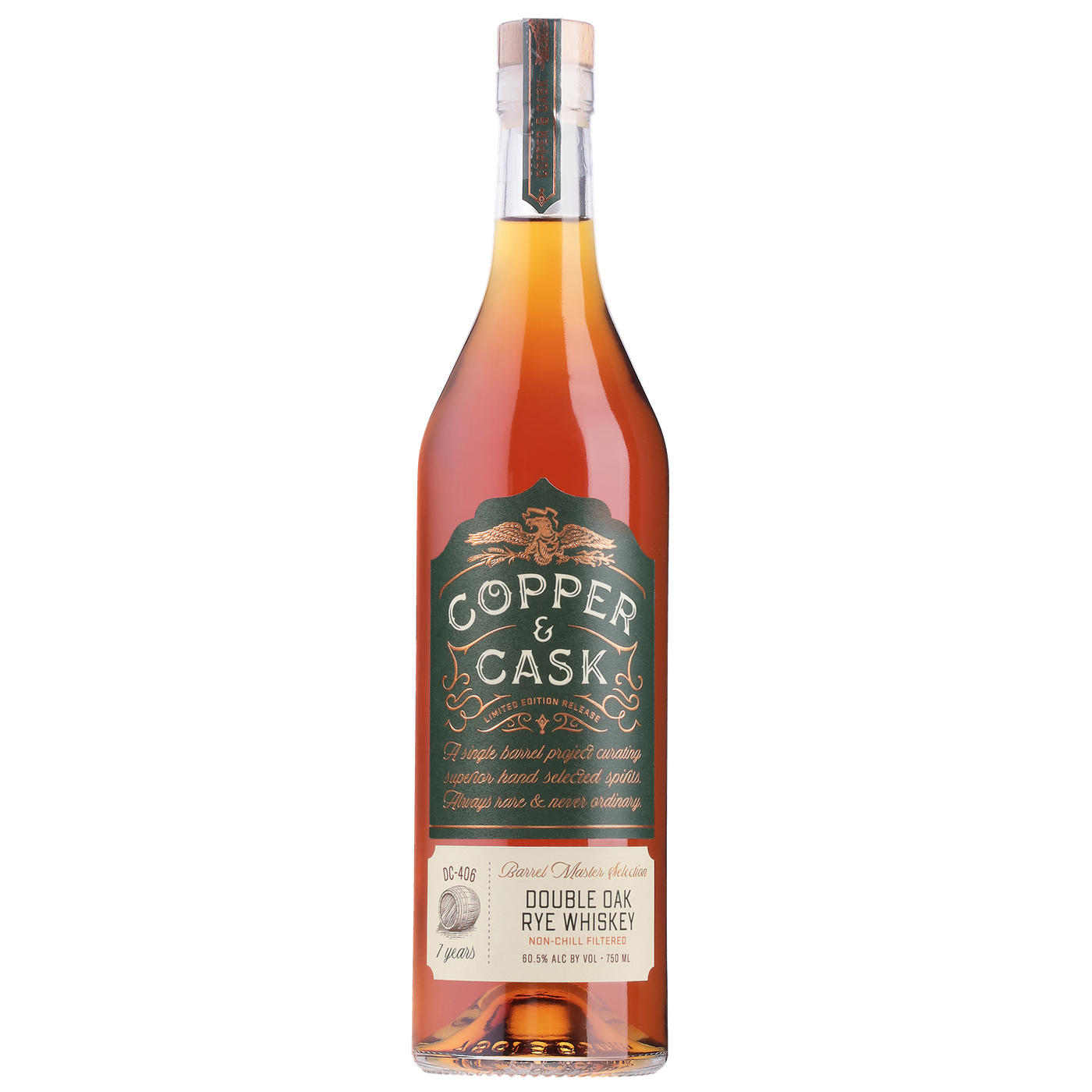 Barrel Master Selection DC-406 (Single Barrel), 7yr Double Oak Rye Whiskey